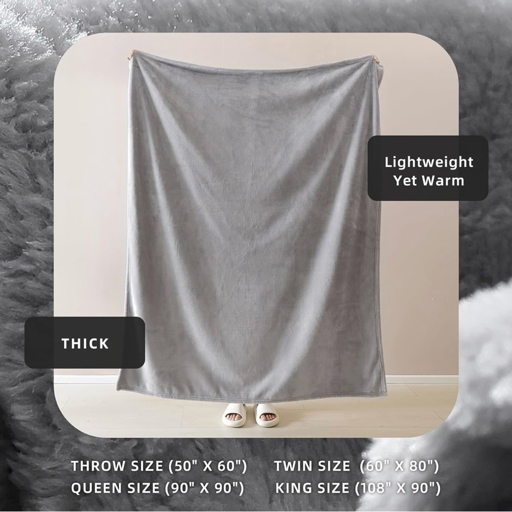 Plush Gray Blanket - Picture 2 of 8